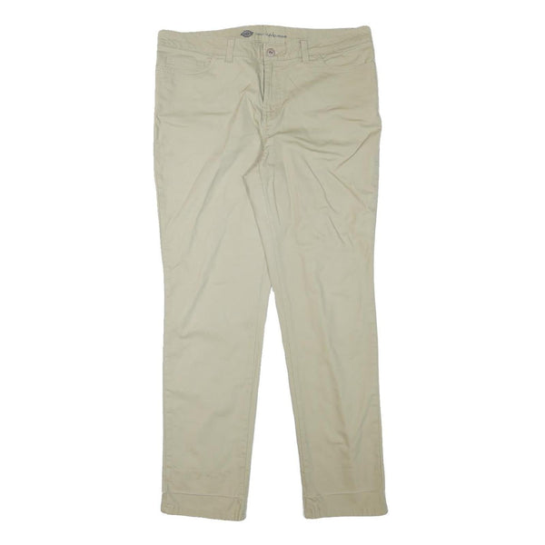 DICKIES Womens Cotton Blend Beige Slim Slim Straight Trousers W34 L30 Casual