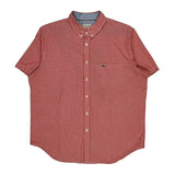 Lacoste Checked Short Sleeve Shirt - 2XL Red Cotton
