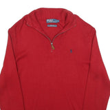 POLO RALPH LAUREN Mens Red Pullover Plain Crew Neck Basic Knit L Cotton Jumper
