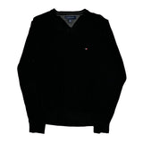 Tommy Hilfiger V-Neck Sweater - Medium Black Cotton