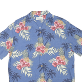 CARIBBEAN Mens Blue Pineapple & Floral Hawaiian Shirt S Relaxed Cotton Blend