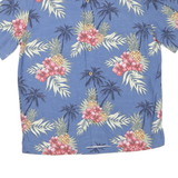 CARIBBEAN Mens Blue Pineapple & Floral Hawaiian Shirt S Relaxed Cotton Blend