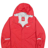 NIKE Mens Red Zip Jacket S Polyester Blend Plain Reflective Sport Hooded