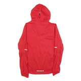 NIKE Mens Red Zip Jacket S Polyester Blend Plain Reflective Sport Hooded