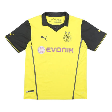 PUMA Mens Yellow & Black Dortmund REUS Football Shirt M Short Sleeve V-Neck