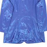 Womens Blue Synthetic Jacket M Plain Button Closure Elegant Lightweight