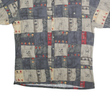PIERRE CARDIN Mens Grey & Beige Rayon Shirt L Short Sleeve Button Casual Summer