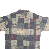 PIERRE CARDIN Mens Grey & Beige Rayon Shirt L Short Sleeve Button Casual Summer