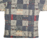 PIERRE CARDIN Mens Grey & Beige Rayon Shirt L Short Sleeve Button Casual Summer