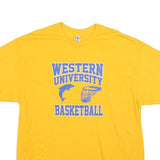GILDAN Mens Yellow Western University Basketball T-Shirt XL Short Sleeve Crew