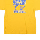 GILDAN Mens Yellow Western University Basketball T-Shirt XL Short Sleeve Crew