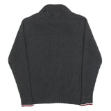 TOMMY HILFIGER Womens Grey Coogie Style Jumper Zip Collar Chunky Knit XL