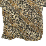 MPH Womens Beige & Black Printed Top Short Sleeve Round Neck XL Animal Print