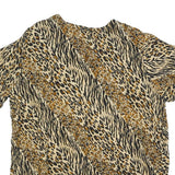 MPH Womens Beige & Black Printed Top Short Sleeve Round Neck XL Animal Print