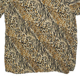 MPH Womens Beige & Black Printed Top Short Sleeve Round Neck XL Animal Print