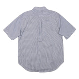 NAUTICA Mens Blue & White Check Shirt L Cotton Blend Comfortable Casual