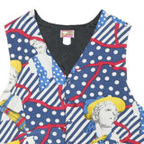 BEST COLLECTION Mens Blue & White Polka Dot Stripe Retro Button Jacket L