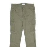 PIER ONE Mens Cotton Blend Green Regular Cargo Jogger Trousers W30 L32 Pocketed