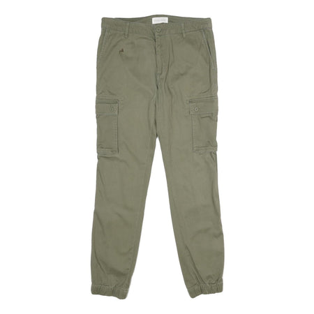 PIER ONE Mens Cotton Blend Green Regular Cargo Jogger Trousers W30 L32 Pocketed