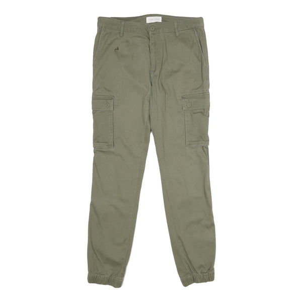PIER ONE Mens Cotton Blend Green Regular Cargo Jogger Trousers W30 L32 Pocketed