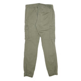 PIER ONE Mens Cotton Blend Green Regular Cargo Jogger Trousers W30 L32 Pocketed