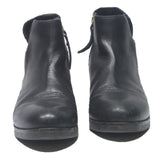 TOMMY HILFIGER Womens Black Leather Ankle Boots UK 4 Buckle Detail Stylish