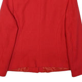 Womens Red Wool Button Jacket M Tailored Plain Stylish Smart Workwear