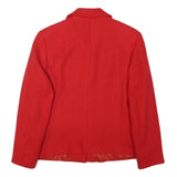 Womens Red Wool Button Jacket M Tailored Plain Stylish Smart Workwear