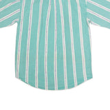 FYI Mens Green & White Striped Casual Shirt L Cotton Button Pocket