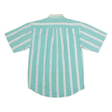 FYI Mens Green & White Striped Casual Shirt L Cotton Button Pocket