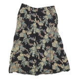 MAGGIE LAWRENCE Womens Black Floral Cotton Blend Midi Skater Skirt L Elegant