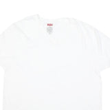 LEVI'S Mens White L V-Neck Plain Cotton Blend T-Shirt Casual Summer Wear