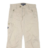 CORONEL TAPIOCA Mens Cotton Blend Beige Relaxed Wide-Leg Trousers W36 L30 Casual