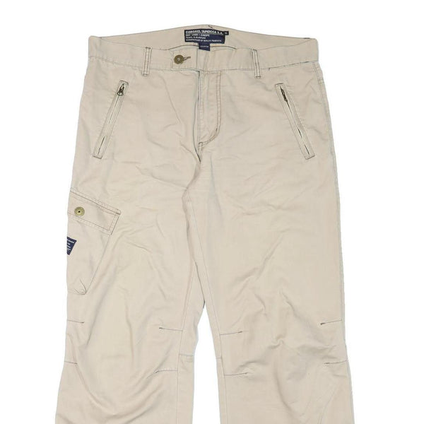 CORONEL TAPIOCA Mens Cotton Blend Beige Relaxed Wide-Leg Trousers W36 L30 Casual