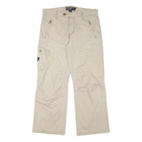 CORONEL TAPIOCA Mens Cotton Blend Beige Relaxed Wide-Leg Trousers W36 L30 Casual