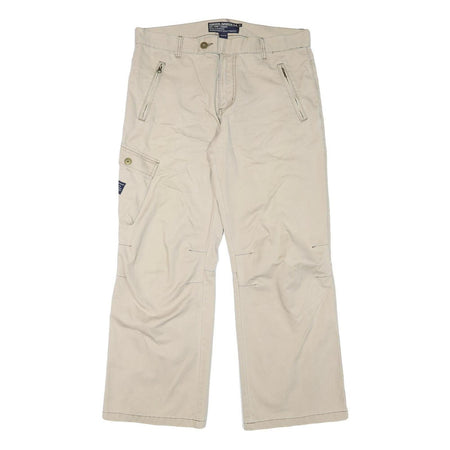 CORONEL TAPIOCA Mens Cotton Blend Beige Relaxed Wide-Leg Trousers W36 L30 Casual