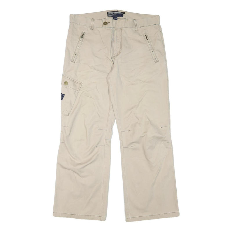 CORONEL TAPIOCA Mens Cotton Blend Beige Relaxed Wide-Leg Trousers W36 L30 Casual