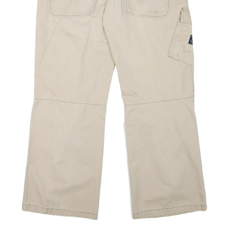 CORONEL TAPIOCA Mens Cotton Blend Beige Relaxed Wide-Leg Trousers W36 L30 Casual