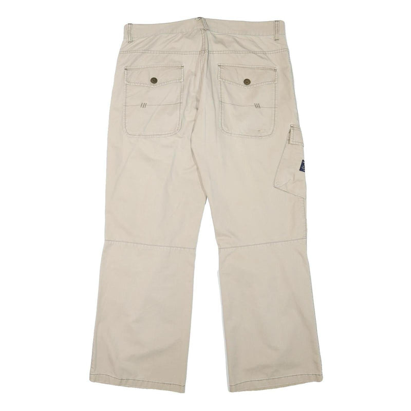 CORONEL TAPIOCA Mens Cotton Blend Beige Relaxed Wide-Leg Trousers W36 L30 Casual