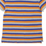 NAUTICA Mens Grey & Orange & Blue Striped Short Sleeve Polo Shirt L Cotton Blend