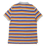 NAUTICA Mens Grey & Orange & Blue Striped Short Sleeve Polo Shirt L Cotton Blend