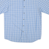 WRANGLER Mens Blue Check Shirt M Cotton Blend Button Collar Short Sleeve Summer