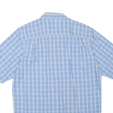 WRANGLER Mens Blue Check Shirt M Cotton Blend Button Collar Short Sleeve Summer
