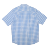WRANGLER Mens Blue Check Shirt M Cotton Blend Button Collar Short Sleeve Summer