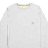 CARHARTT Mens Grey Pocket Long Sleeve Crew Neck Cotton T-Shirt M Casual Workwear