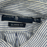 Ralph Lauren Striped Short Sleeve Shirt - Large Blue Cotton
