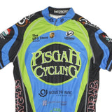 VERGE Mens Blue & Green Pisgah Cycling Graphic T-Shirt M Short Sleeve Zip Neck