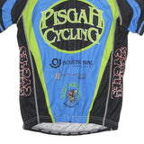 VERGE Mens Blue & Green Pisgah Cycling Graphic T-Shirt M Short Sleeve Zip Neck