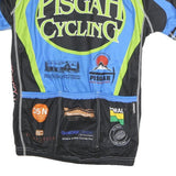 VERGE Mens Blue & Green Pisgah Cycling Graphic T-Shirt M Short Sleeve Zip Neck