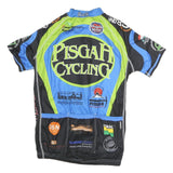 VERGE Mens Blue & Green Pisgah Cycling Graphic T-Shirt M Short Sleeve Zip Neck